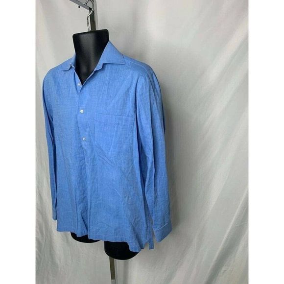 𝅺HUGO Boss 15 32/33 Mens Designer Blue Dress Shirt Work Office Business Smart - Picture 4 of 7